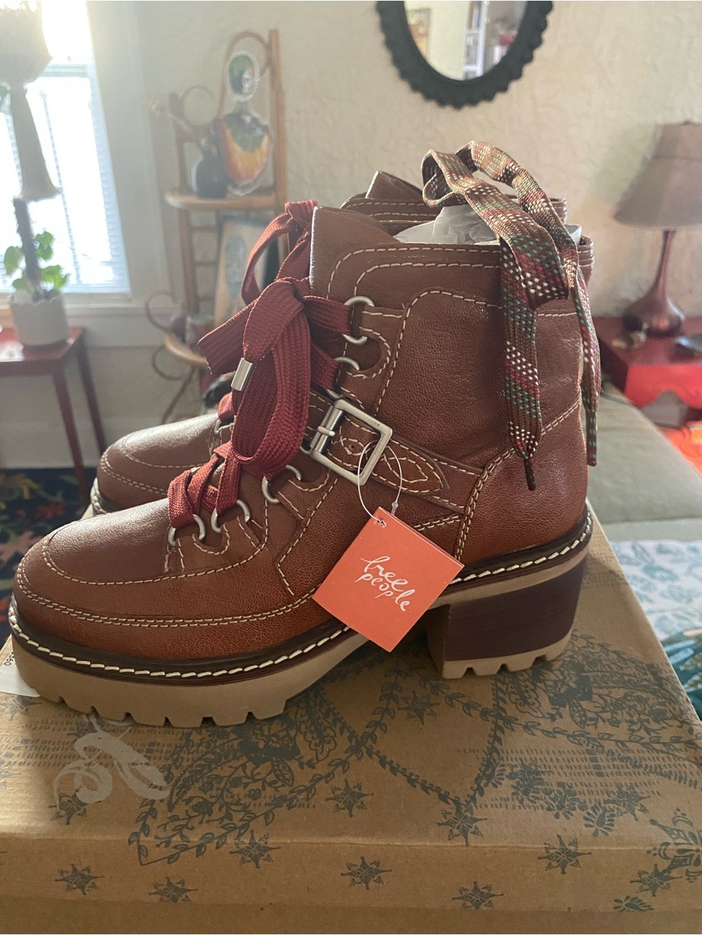NIB Free People Jasper Hiker Ankle Boot Vintage Tan Leather 8.5 FP Collection